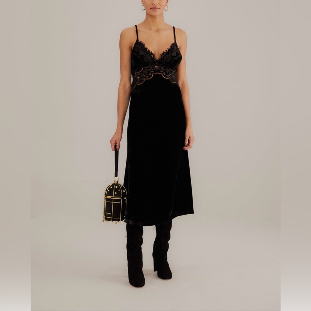FARM RIO Richelieu Black Slip Dress